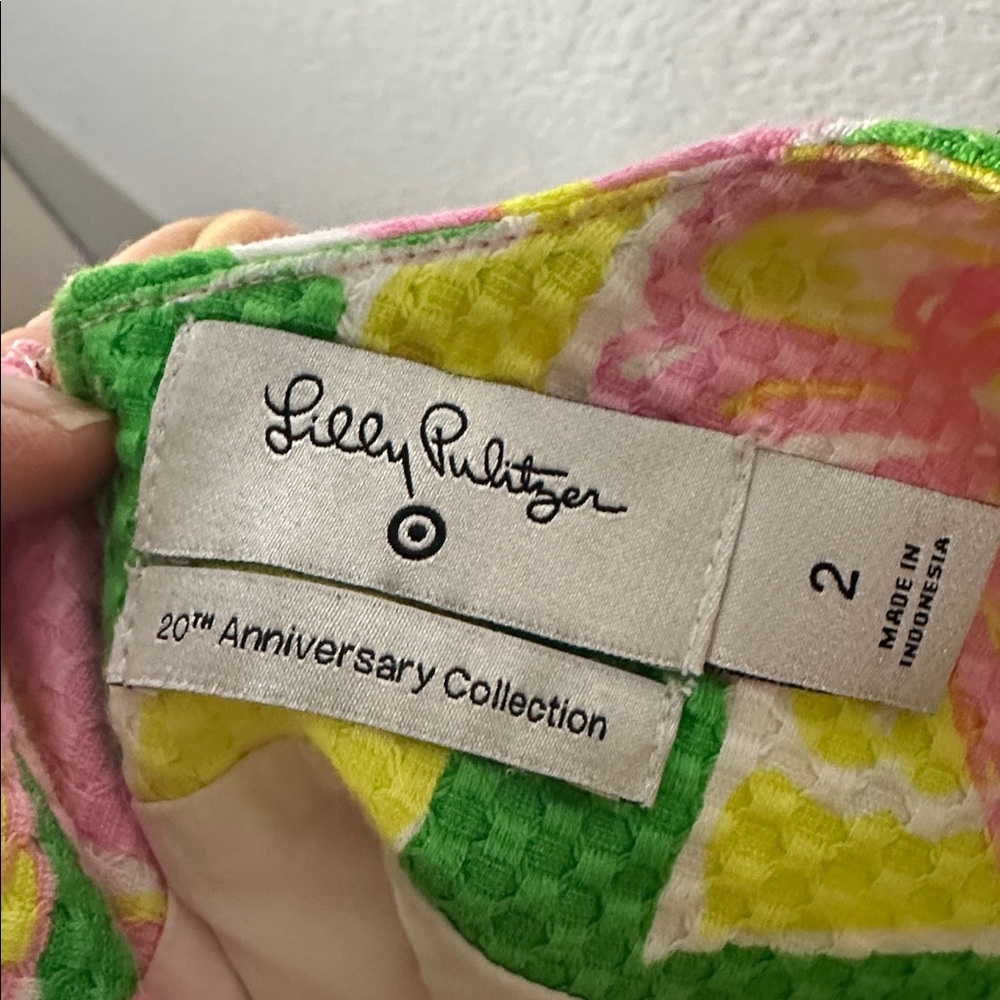 Lilly Pulitzer for Target Pink Yellow Green Floral Textured Mini Spring Dress 2 - Picture 2 of 9